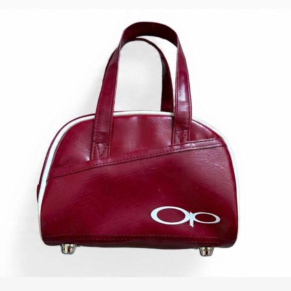 OP Handbags - Y2K Ocean Pacific | Maroon Mini Bowling Bag with White Accents